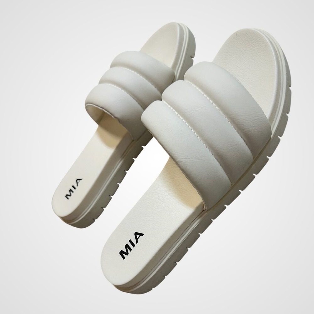 MIA Cimone Slide Sandals Womens 10 White New Padded Platform MH1334